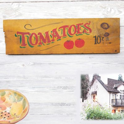 画像1: アンティーク・ビンテージ カントリー ウッドサイン TOMATOES/Wood Sign