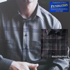 画像1: ペンドルトン ゼファークロス ピュアーバージンウール シャツ（ブラック・ピンクプラッド）S/Pendleton Zephyr Cloth Wool Shirt(Black/Pink Plaid) (1)