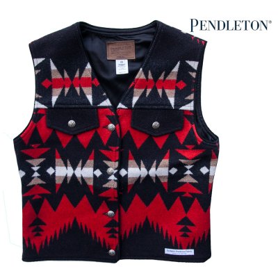 画像1: ペンドルトン レディース ウール ベスト（ブラック・レッド）XS/Pendleton Wool Vest(Women's)
