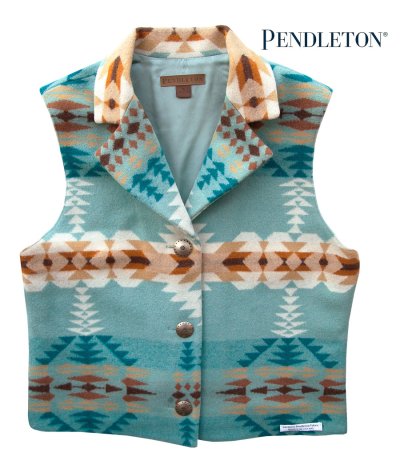 画像1: ペンドルトン レディース ピュアーヴァージンウール ベスト（ブルー・ブラウン）/Pendleton Pure Virgin Wool Vest(Women's)