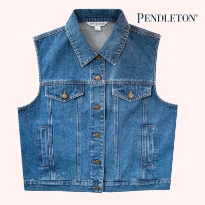 画像1: ペンドルトン デニム ベスト デニム・ターコイズ（レディース）M/Pendleton Denim Vest