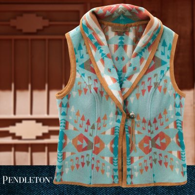 画像1: ペンドルトン レディース ウール ベスト（ライトターコイズ）S/Pendleton  Wool Vest(Women's)