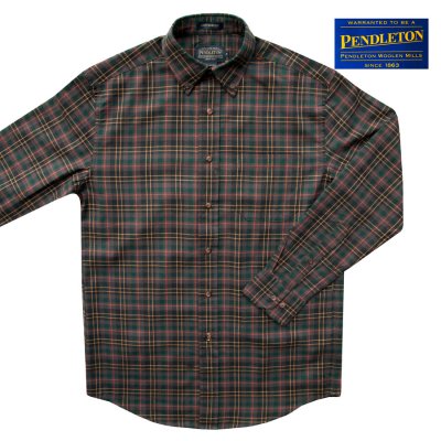 画像1: ペンドルトン コットン・ウール カンタベリー クロス ボタンダウンシャツ（長袖 ブラウン）S/Pendleton Canterbury Cloth Button-Down Shirt(Brown Plaid) 
