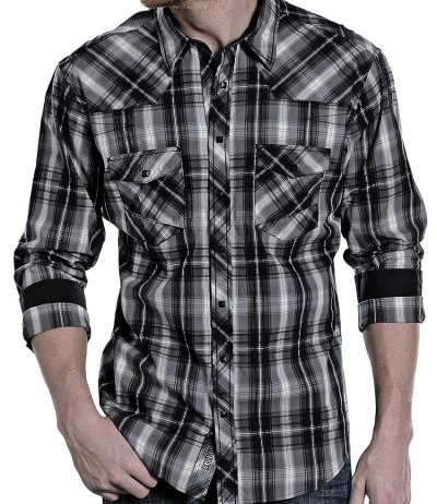 画像2: ロックンロール カウボーイ ウエスタンシャツ ブラック・グレー（長袖）/Panhandle Slim Long Sleeve Western Shirt