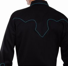 画像3: スカリー ウエスタン シャツ（長袖/ブラック・ターコイズキャンディケインパイピング）/Scully Long Sleeve Western Shirt(Men's)  (3)