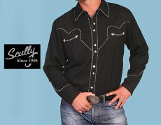 画像5: スカリー ウエスタン シャツ（長袖/ブラック・ホワイトキャンディケインパイピング）/Scully Long Sleeve Western Shirt(Men's) (5)