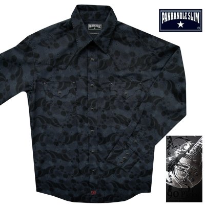画像1: パンハンドルスリム ウエスタンシャツ ブラック（長袖）L（身幅63cm）/Panhandle Slim Long Sleeve Western Shirt