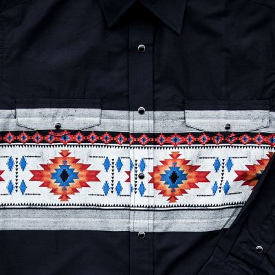 画像2: パンハンドルスリム アズテック ボーダー ウエスタンシャツ ブラック（長袖）M/Panhandle Slim Aztec Border Shirt