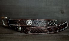 画像2: トニーラマ スターコンチョ&スタッズ ウエスタン レザー ベルト（ブラウン）/Tony Lama Western Belt(Brown) (2)