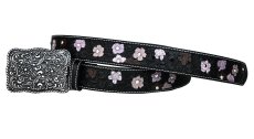 画像2: ローパー フラワー・ラインストーン ウエスタン レザー ベルト（ブラック）/Roper Western Leather Belt(Black) (2)