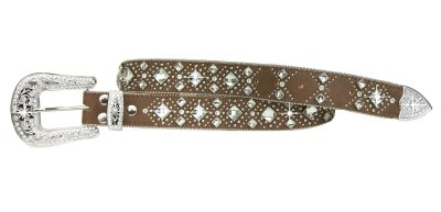 画像2: ノコナ ラインストーン&スタッズ ウエスタン ベルト（ダイヤ・ブラウン）/Nocona Rhinestone Studs Western Belt(Brown)