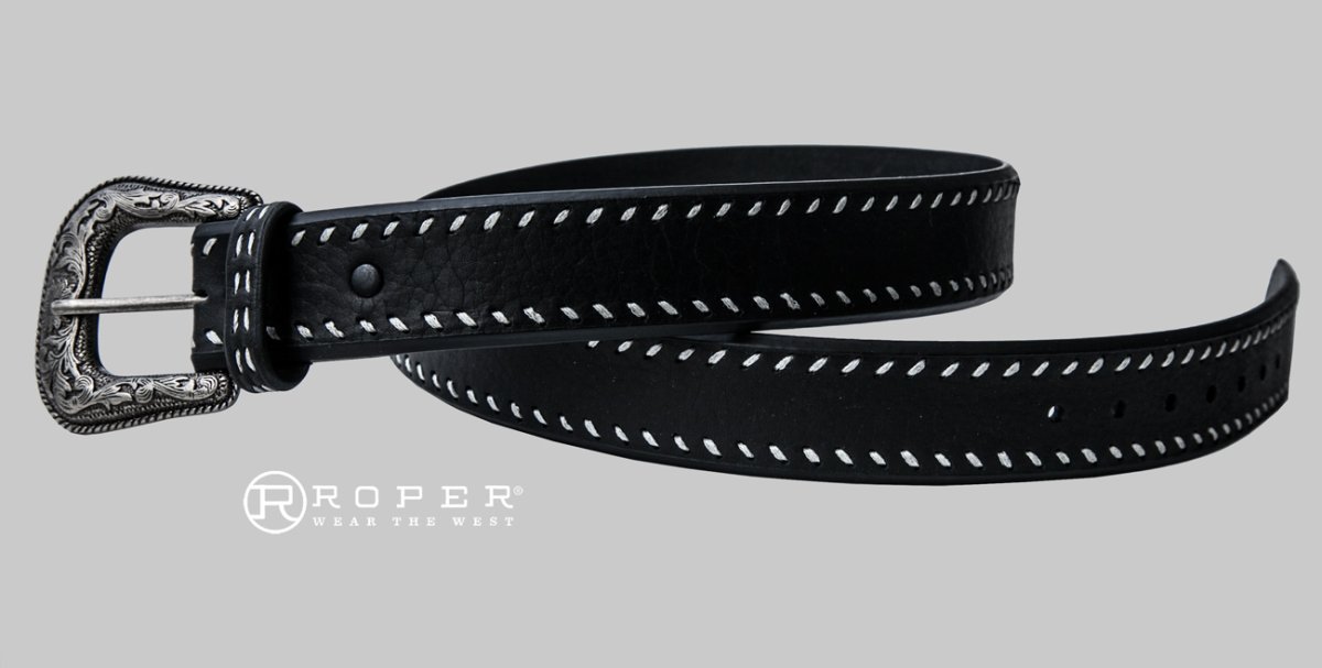 画像2: ローパー ウエスタン レザーベルト(ブラック)/Roper Western Leather Belt(Black) (2)