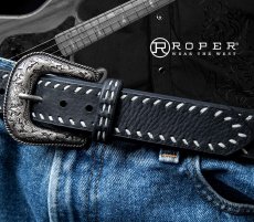 画像3: ローパー ウエスタン レザーベルト（ブラック）/Roper Western Leather Belt(Black) (3)