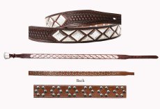画像3: ノコナ テーパード ウエスタン レザーベルト（ブラウン・シルバー）ラージサイズ40,44,46/Nocona Western Leather Belt(Brown) (3)