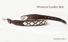画像2: ノコナ テーパード ウエスタン レザーベルト（ブラウン・シルバー）ラージサイズ40,44,46/Nocona Western Leather Belt(Brown) (2)