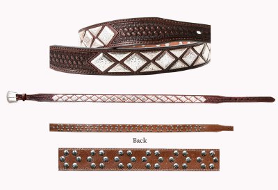 画像3: ノコナ テーパード ウエスタン レザーベルト（ブラウン・シルバー）ラージサイズ40,44,46/Nocona Western Leather Belt(Brown)