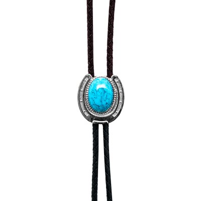 画像1: ウエスタン ボロタイ ホースシュー・ターコイズ/Western Bolo Tie(Horseshoe/Turquoise)