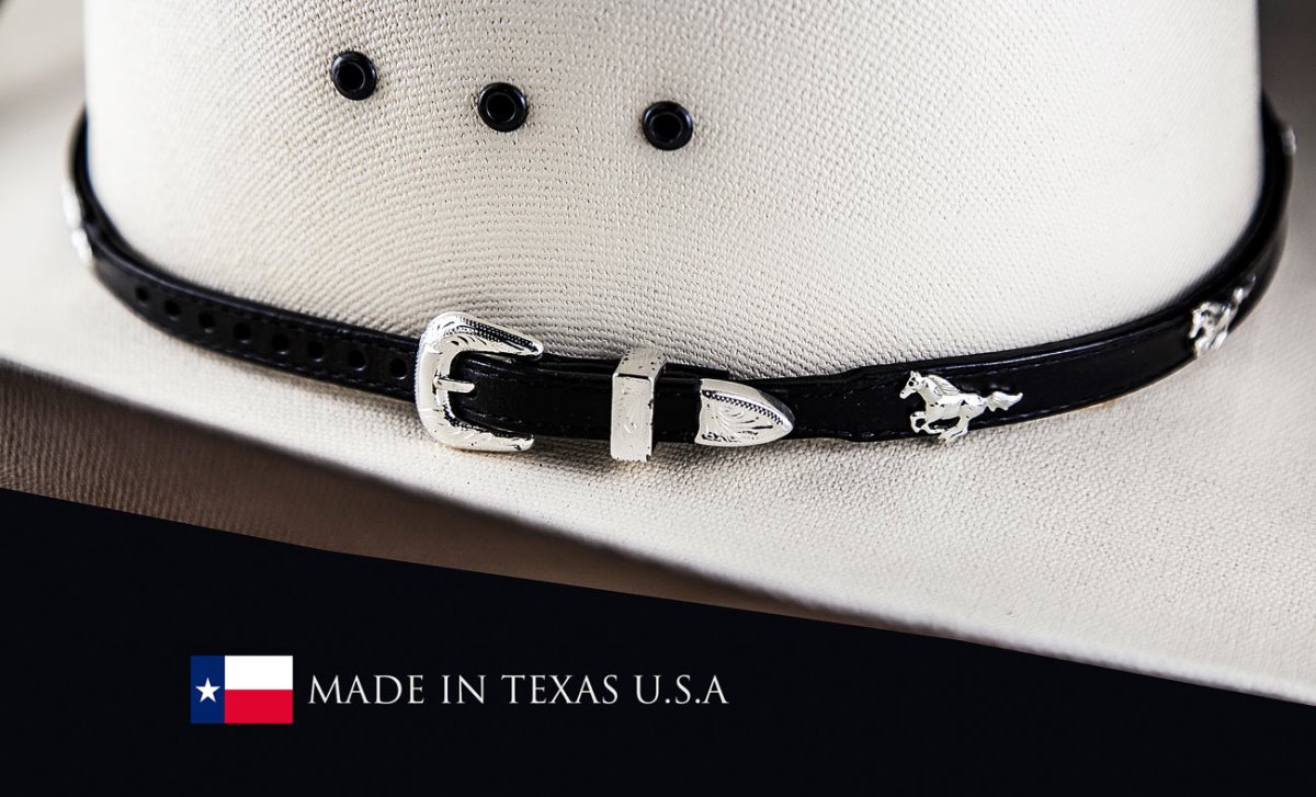 画像2: ハット バンド ランニング ホース(ブラック)/Hat Band Leather w/Running Horses(Black) (2)