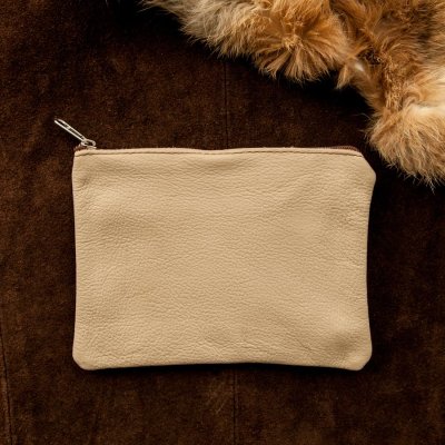 画像1: レザー ポーチ（クリーム）/Leather Pouch