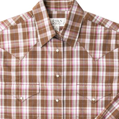 画像2: ライアン マイケル シルクブレンド ウエスタン シャツ（ブラウン/ピンク・長袖）S/Ryan Michael Long Sleeve Western Shirt(Women's)