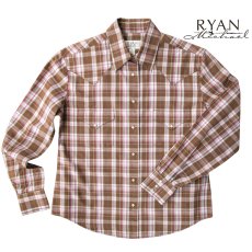 画像1: ライアン マイケル シルクブレンド ウエスタン シャツ（ブラウン/ピンク・長袖）S/Ryan Michael Long Sleeve Western Shirt(Women's) (1)