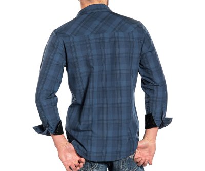 画像3: ロックンロール カウボーイ 刺繍 ウエスタンシャツ ネイビー（長袖）/Panhandle Slim Long Sleeve Western Shirt