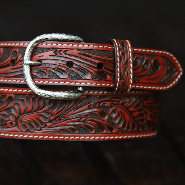 ウエスタン レザーベルト（テーパード ・ブラウン）/Roper Western