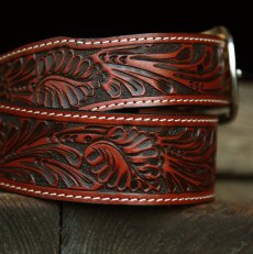 画像3: ウエスタン レザーベルト（テーパード ・ブラウン）/Western Leather Belt(Cognac) (3)