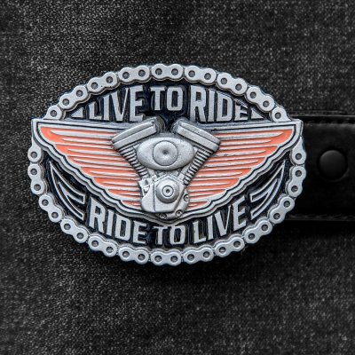 画像1: アメリカン バイカー バックル LIVE TO RIDE RIDE TO LIVE/American Biker Belt Buckle