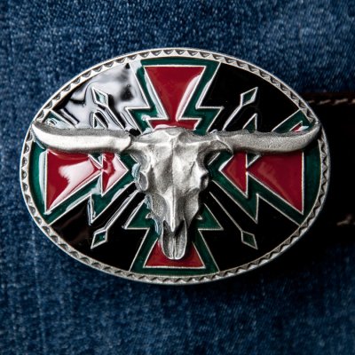 画像1: ウエスタン ベルト バックル ステアーヘッドスカル/Western Belt Buckle Steerhead Skull