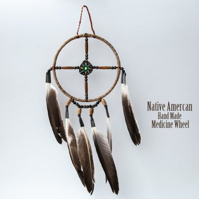 画像1: アメリカインディアン ナバホ族 ハンドメイド メディスンホイール（鹿の角ペイント）/Navajo Hand Made Medicine Wheel