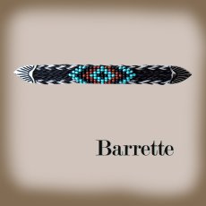 画像1: ホースヘアー&ビーズ バレッタ（ブラック・ターコイズ）/Barrette (1)