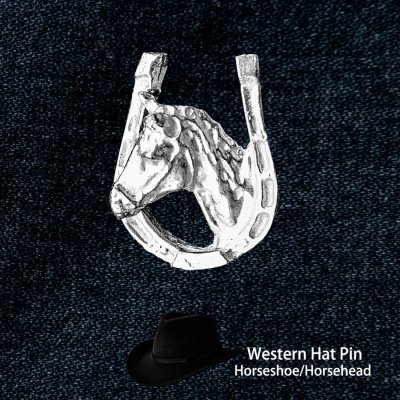 画像1: ウエスタン ハット ピン（ホースシュー&ホース シルバー）/Hat Pin