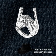画像1: ウエスタン ハット ピン（ホースシュー&ホース シルバー）/Hat Pin (1)
