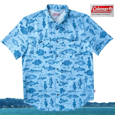 画像1: コールマン フィッシング 半袖 シャツ（マリンブルー）/Coleman Short Sleeve Shirt