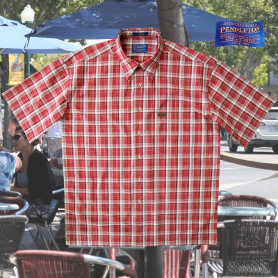 画像1: ペンドルトン 半袖 シャツ（レッド・タン）/Pendleton Plaid Shortsleeve Shirt