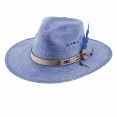 画像1: ウエスタン ストローハット サンダーバード&フェザー（ディストレストバイオレット）L/Western Straw Hat (1)