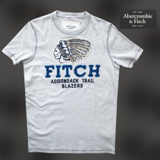 画像1: アバクロンビー＆フィッチ アップリケ 半袖 Tシャツ（インディアン・グレー/ネイビー）/Abercrombie&Fitch T-shirt (1)