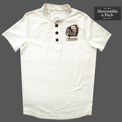 画像1: アバクロンビー＆フィッチ アップリケ  ヘンリー（インディアン・クリーム）XL/Abercrombie&Fitch Henry