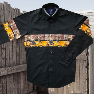 画像2: パンハンドルスリム ロデオ ボーダー ウエスタンシャツ ブラック（長袖）M/Panhandle Slim Rodeo Border Shirt