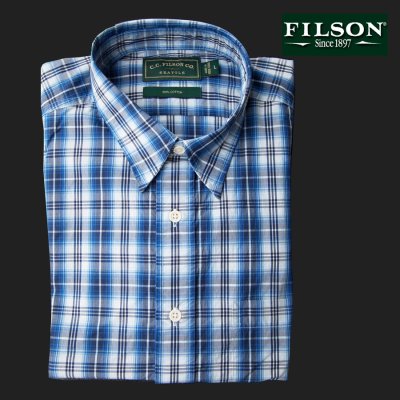 画像1: フィルソン 長袖 シャツ（ブルー・ホワイトプラッド）/Filson Blue Plaid Shirt(Long Sleeve)