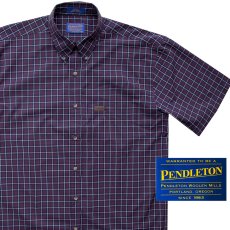画像1: ペンドルトン 半袖 コットン シャツ（ネイビー・ワイン・ホワイト）/Pendleton Shortsleeve Shirt(Navy/Wine/White) (1)