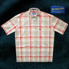 画像3: ペンドルトン 半袖 コットン シャツ（タン・レッド・ブルー）M/Pendleton Plaid Shortsleeve Shirt(Tan/Red/Blue) (3)