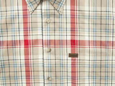 画像1: ペンドルトン 半袖 コットン シャツ（タン・レッド・ブルー）M/Pendleton Plaid Shortsleeve Shirt(Tan/Red/Blue)