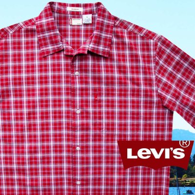 画像1: リーバイス 半袖 シャツ（レッド・ホワイト・ライトブルー）L/Levi's Plaid Shortsleeve Shirt