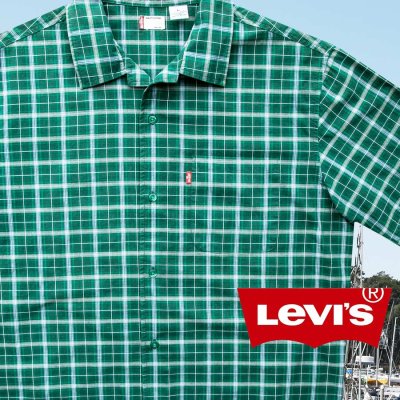画像1: リーバイス 半袖 シャツ（フォレスト・ライトブルー・イエロー）L/Levi's Plaid Shortsleeve Shirt