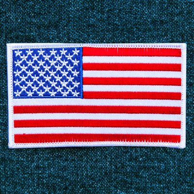画像1: ワッペン アメリカ国旗 星条旗 ホワイト ラージ 12.7cm×7.5cm/Patch