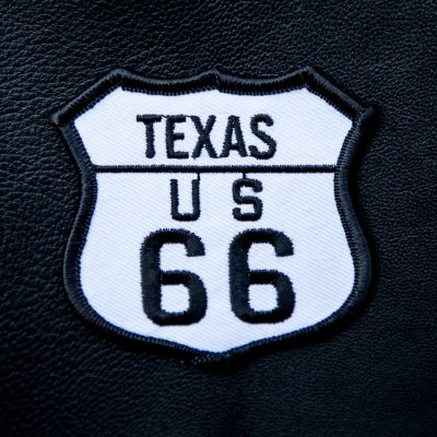 画像1: テキサス ルート66 ワッペン ブラック・ホワイト 6.7cmxH6.6cm/Patch U.S. Route 66 TEXAS