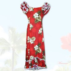 画像1: ムームー ハワイアン ロングドレス（レディース）レッド/Muumuu Red(Women's) (1)