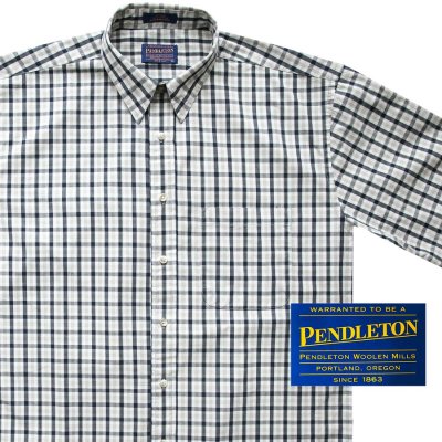 画像2: ペンドルトン 半袖 コットン シャツ（ネイビー・ベージュ・ライトグレー）/Pendleton Plaid Shortsleeve Shirt(Navy/Beige/Light Grey)